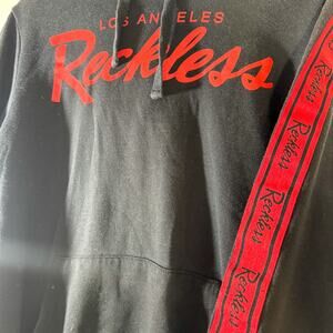 Young & Reckless Los Angeles Side Stripe Hoodie | Black Red Script Pullover